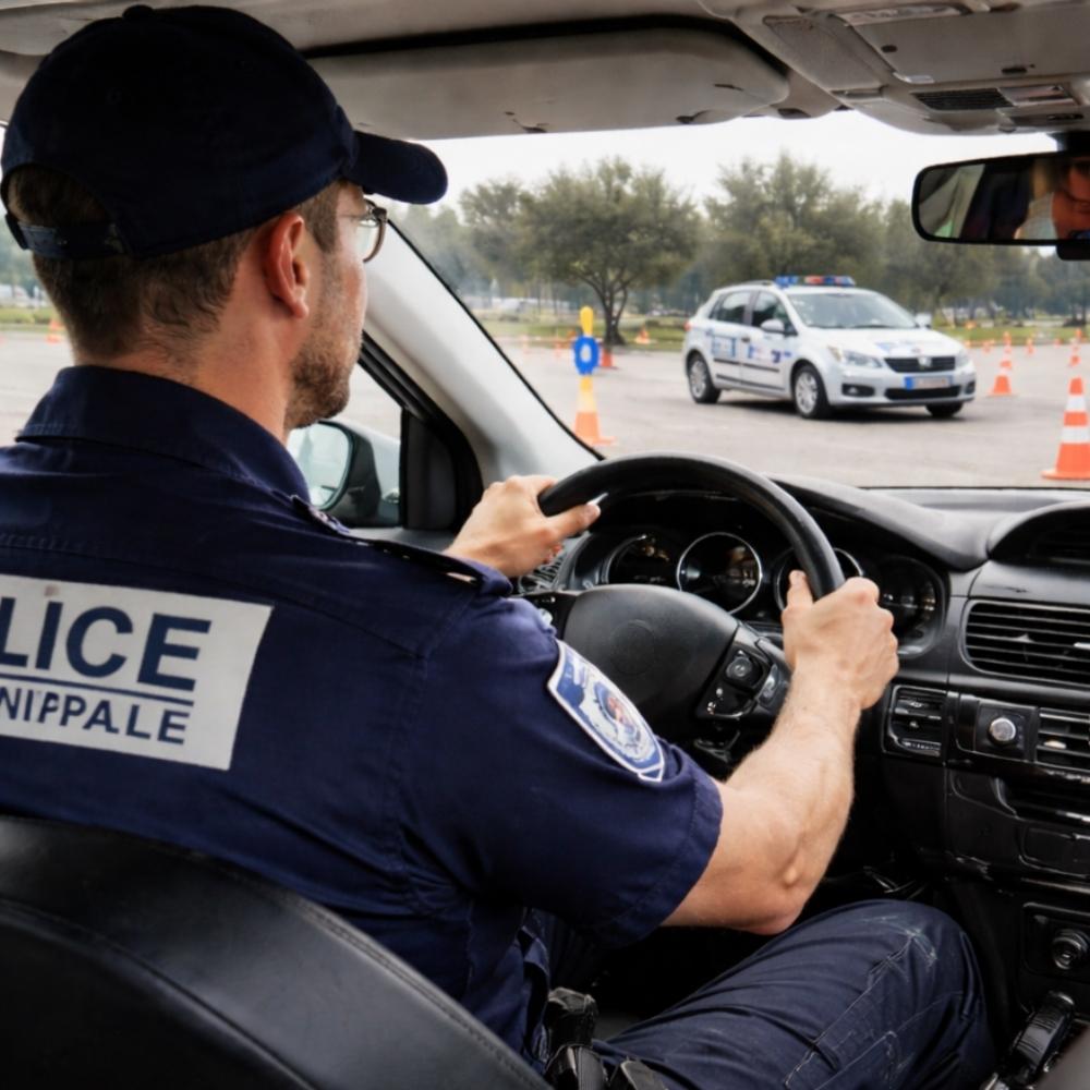 policier municipal en formation de conduite à Montpellier